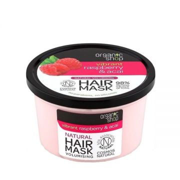 Masca de Par Bio pentru Volum - Organic Shop Volumising Hair Mask Raspberry & Acai, 250 ml