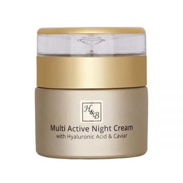 Crema de fata de noapte, multi-activa, Health and Beauty Dead Sea, cu Acid Hialuronic si extract de Caviar, fara parabeni, 50 ml