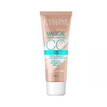 Crema coloranta, Eveline Cosmetics, CC Cream Magical Colour Correction, SPF 15, 50 Light Beige, 30 ml