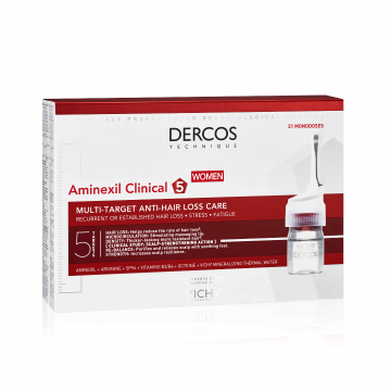 Tratament impotriva caderii parului pentru femei cu Aminexil Dercos Clinical 5, 21 fiole*6 ml, Vichy