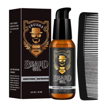 Pachet ingrijire barba, Golden Level, ulei si pieptan, Envisha by Verilaria, 50ml