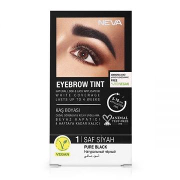 Vopsea Permanenta pentru Sprancene, Fara Amoniac, 100% Vegana - Neva Eyebrow Tint, nuanta Negru Pur, 30 ml