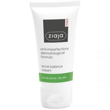 Crema Antiacneica pentru Ten Gras, Acneic, Seboreic - Ziaja Med Anti-Imperfections Formula Anti-Acne Cream, 50 ml