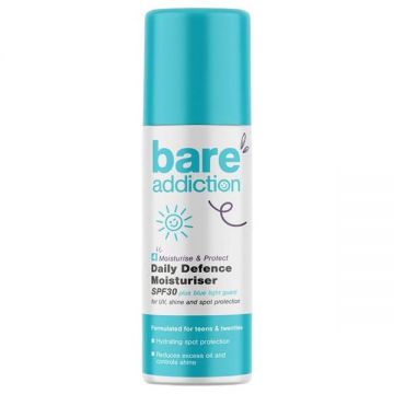 Crema Hidratanta cu Protectie Solara SPF30 pentru Tineri si Adolescenti - Bare Addiction Daily Defence Moisturiser, 50 ml