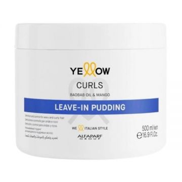 Crema pentru Parul Cret - Alfaparf Milano Yellow Curls Leave-In Pudding with Baobab Oil & Mango, 500 ml