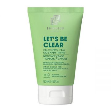 Gel de Curatare & Masca cu Argila pentru Ten Gras pentru Barbati - Shakeup Cosmetics Let's Be Clear, 125 ml