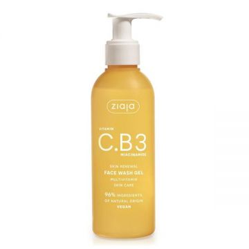 Gel de Curatare pentru Fata - Ziaja Vitamin C.B3 Niacinamide Skin Renewal Face Wash Gel, 190 ml