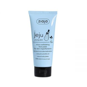 Peeling Astringent pentru Fata - Ziaja Jeju Blue Young Skin Micro-Exfoliating Face Paste, 75 ml