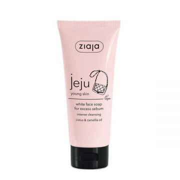 Sapun pentru Fata - Ziaja Jeju Pink Young Skin White Face Soap For Excess Sebum, 75 ml