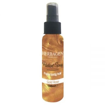 Spray cu Sclipici - Herbagen Radiant Spray Gold Rose, 100 ml