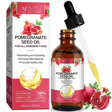 Ulei premium de Rodie 100% Natural pentru Ten si Par, Intinereste Pielea si Intareste Firul de Par, Efect puternic antioxidant, Aliver 60 ml