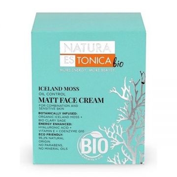 Crema de Fata Matifianta pentru Ten Mix sau Sensibil - Natura Estonica Iceland Moss Oil Control Matt Face Cream, 50 ml