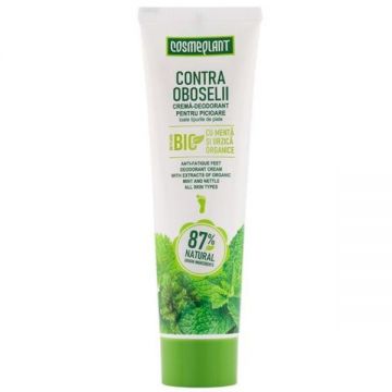 Crema pentru picioare contra oboselii cu extracte de menta si urzica organice Cosmeplant, 100 ml