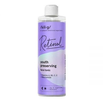 SHORT LIFE - Lotiune Tonica cu Retinol, Acid Hialuronic si Niacinamide - Kilig Youth Preserving Face Tonic Retinol, 250 ml