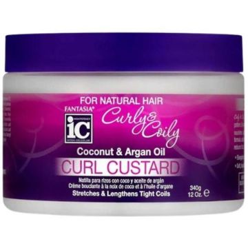 Tratament pentru par Curly & Coily Cocos & Argan Oil Curl Custard, Fantasia IC, 340 g