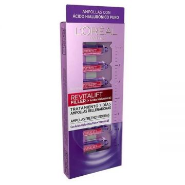 Fiole Ser Facial cu Acid Hialuronic - L'Oreal Paris Revitalift Filler Hyaluron-Shots 7 Tage - 7 Ampullen, 7x 1.3 ml