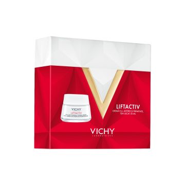 Pachet Crema de zi antirid si fermitate pentru ten uscat Vichy Liftactiv HA, 50 ml