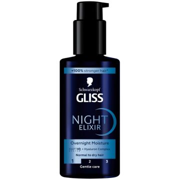 Ser tratament pentru par normal spre uscat Night Elixir, 100ml, Gliss