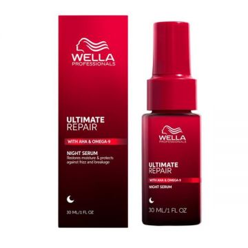 Tratament de Noapte pentru Par - Wella Professionals Ultimate Repair Night Hair Serum de Reparare, Hidratare si Protectie, 30 ml