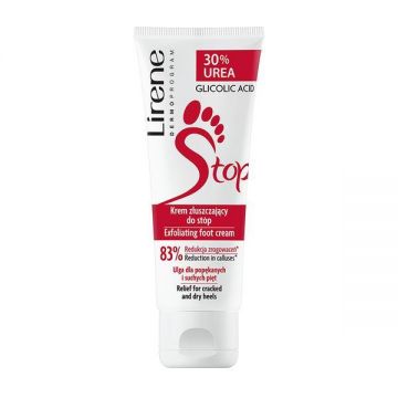 Crema exfolianta picioare, 30% uree, acid glicolic Lirene, 75 ml