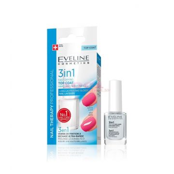 EVELINE COSMETICS 3 IN 1 TOP COAT HARD AN SHINY NAILS